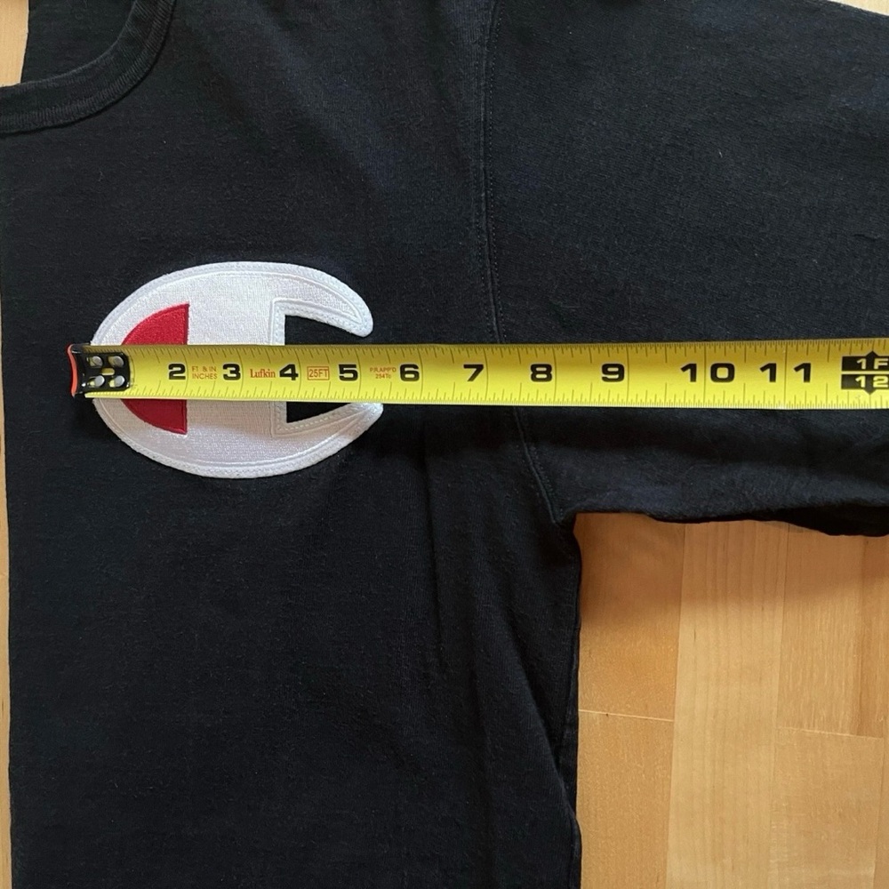 Vtg Champion Black Sz L Big C Logo Cotton Retro 80's Streetwear Skater T-Shirt - Picture 5 of 10